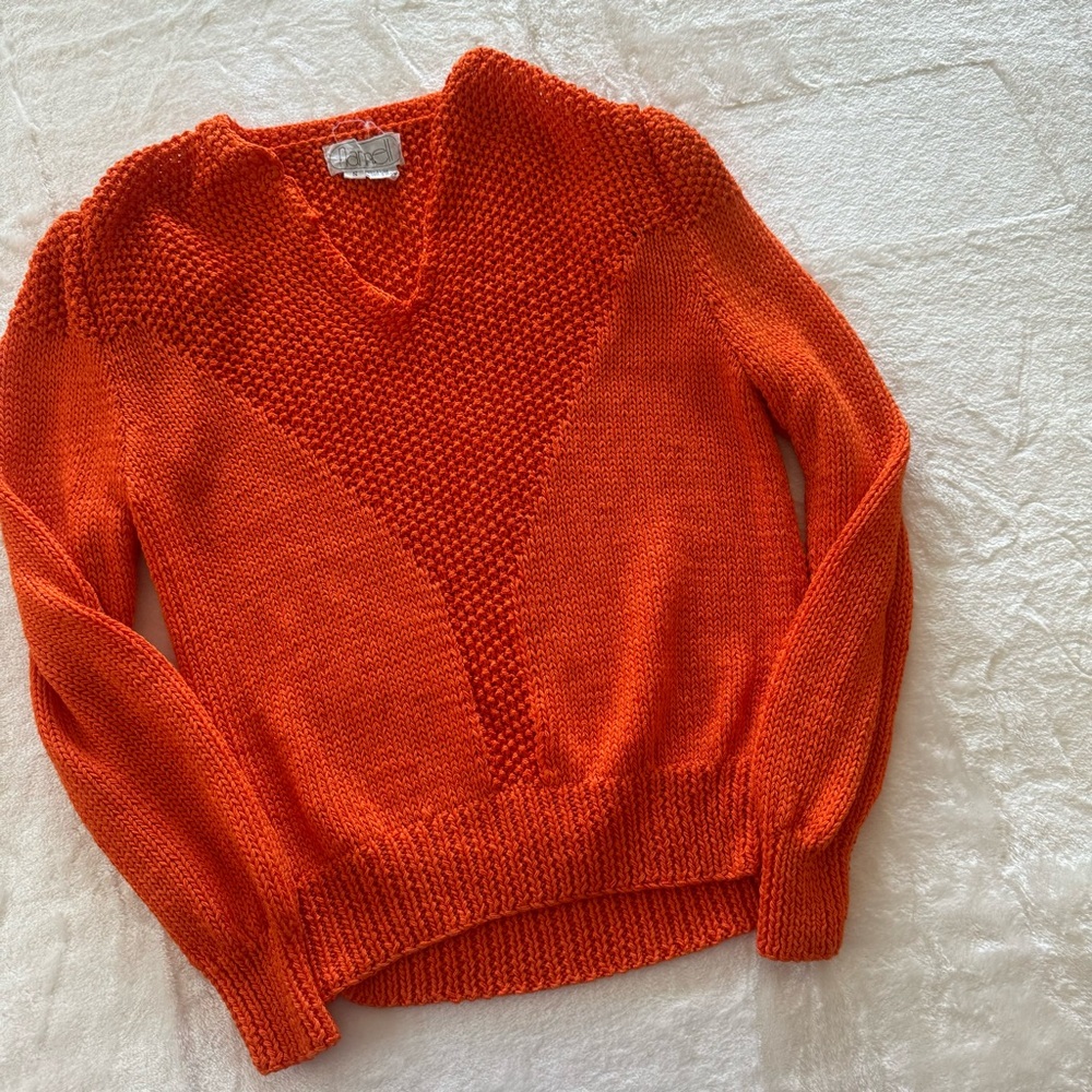 Vintage Nannell Hand Knit Wool Acrylic Blend V-Neck Sweater